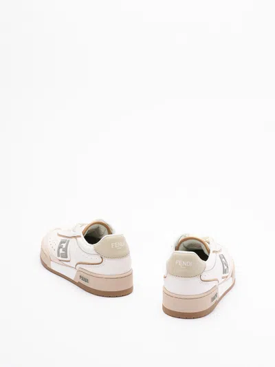 Fendi Uwhi Sage Linen Leather Sneakers In Neutral