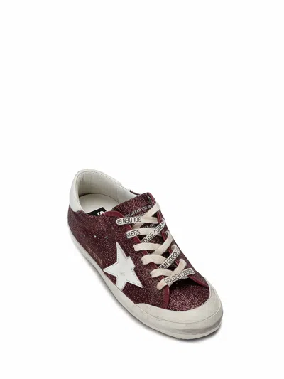 Golden Goose Super Star Glitter Leather Low-top Sneakers In Silver