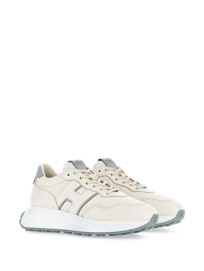 Hogan Salomon Black Textile Sneaker In Beige