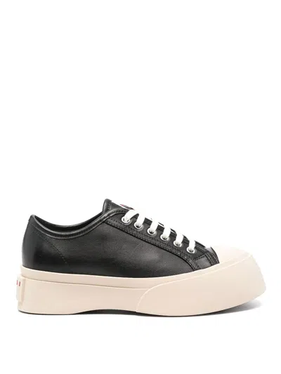 Marni Black Smooth Leather Sneakers In Black