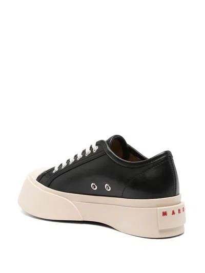 Marni Black Smooth Leather Sneakers In Black