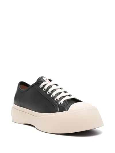 Marni Black Smooth Leather Sneakers In Black