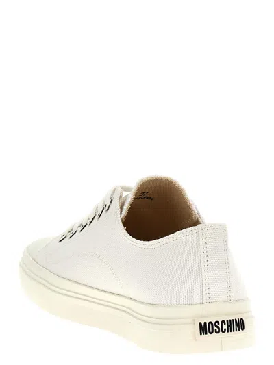 Moschino Square-toe Canvas Sneakers In White