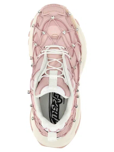 Versace Mercury Chunky Sole Embellished Mesh Sneakers In Nude & Neutrals