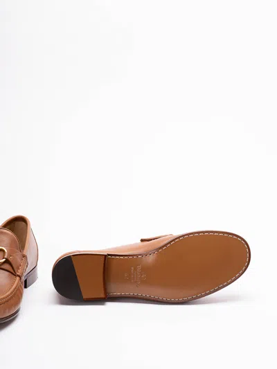 Valentino Garavani V-logo Embellished Full-grain Nubuck Loafers In Brown