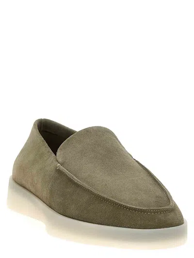 Fear Of God Logo Patch Suede Loafers In Green