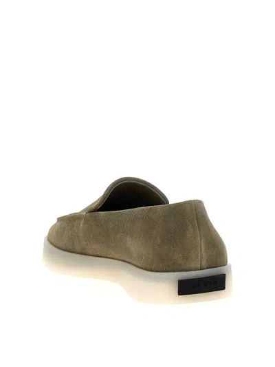 Fear Of God Logo Patch Suede Loafers In Green