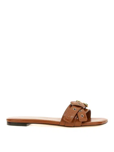 Chloé Tan Mae Sandals In Blue