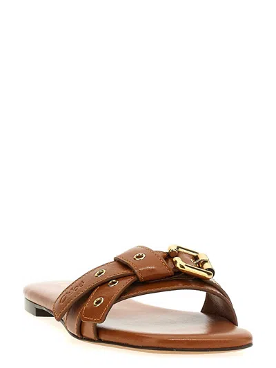 Chloé Tan Mae Sandals In Blue