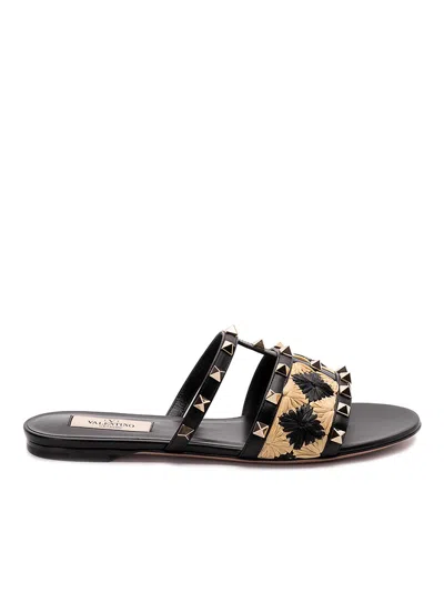 Valentino Garavani Women's Rockstud Slide In Black+natural+black