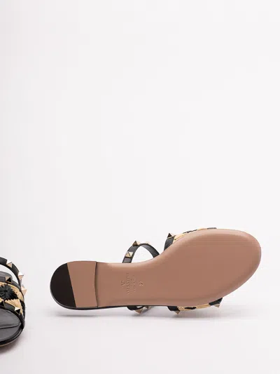 Valentino Garavani Women's Rockstud Slide In Black+natural+black