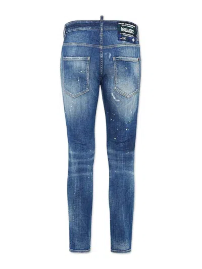 Dsquared2 Slim Fit Distressed Denim Jeans With Five-pocket Design In Blue