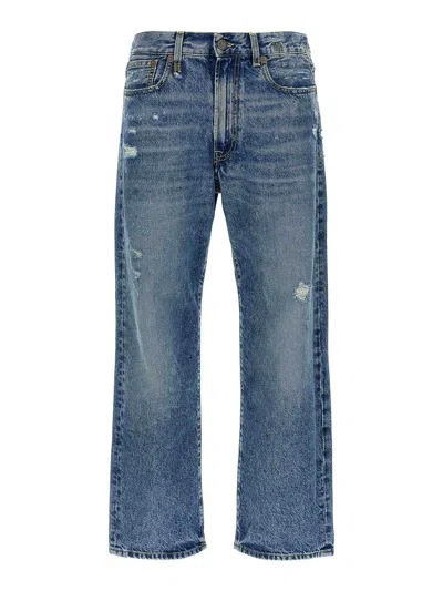 R13 Overflow Boy Flare Jeans Mire Blue Stretch In Blue