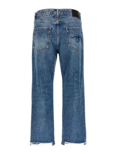 R13 Overflow Boy Flare Jeans Mire Blue Stretch In Blue
