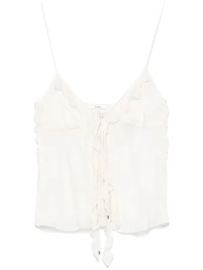 Chloé Ruffled Tie-front Silk-chiffon Top