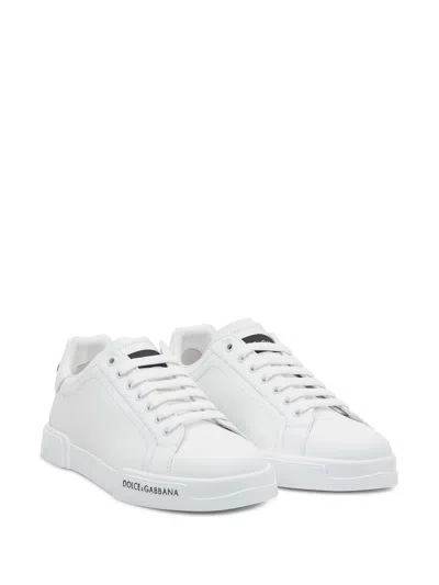 Dolce & Gabbana Leather Sneakers With Lateral Logo Patch
