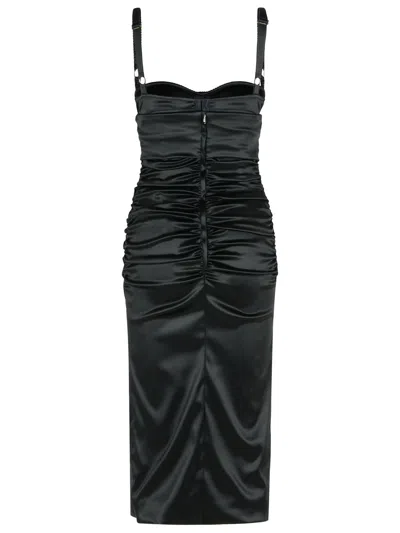 Dolce & Gabbana Corset-inspired Black Acetate Evening Dress With Draped Front