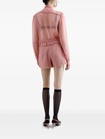 Dolce & Gabbana Cotton Shorts With Belt Loops And Frayed Hem