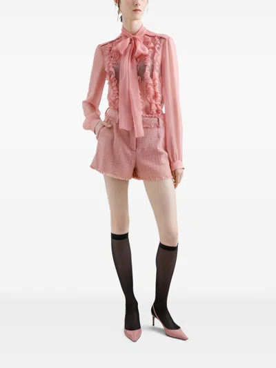 Dolce & Gabbana Cotton Shorts With Belt Loops And Frayed Hem