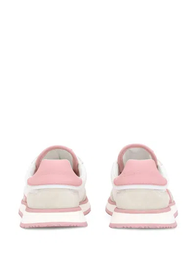 Dolce & Gabbana 'aria' Pink Running Sneakers With Logo Detail In Suede And Tech Fabric Woman