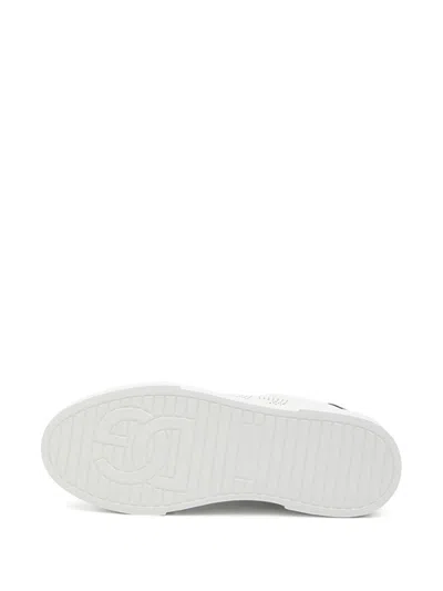 Dolce & Gabbana White And Black Leather Sneakers In White