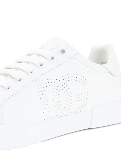Dolce & Gabbana Women Portofino Low-top Leather Sneakers With Lateral Monogram