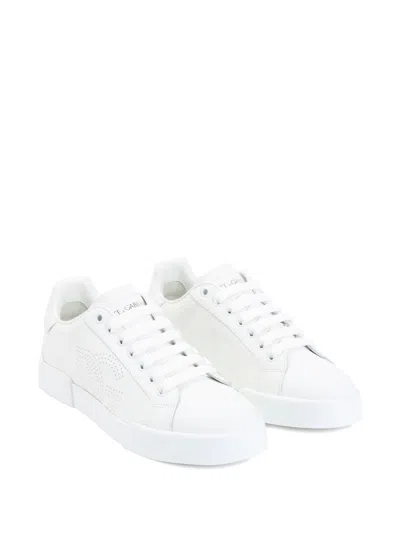 Dolce & Gabbana Women Portofino Low-top Leather Sneakers With Lateral Monogram