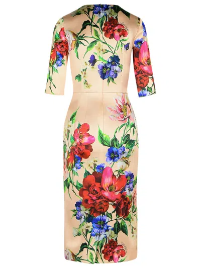 Dolce & Gabbana Women Satin Dress With Iconic Floral Print