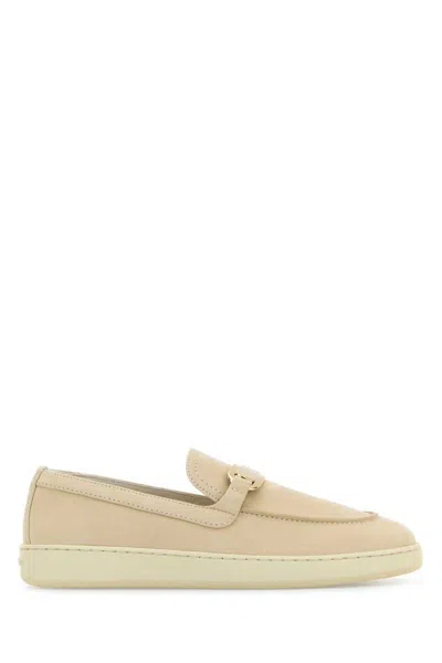 Ferragamo Nubuck Leather Loafers Gold Hardware In Desmas