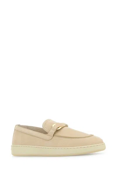 Ferragamo Nubuck Leather Loafers Gold Hardware In Desmas