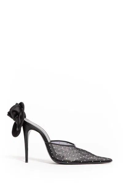 Magda Butrym Rose Crystal Mesh Mules In Black