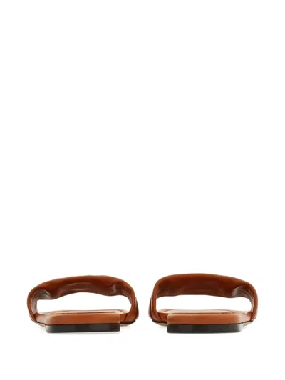 Ferragamo Gancini Slide In Cognac Leather In Brown