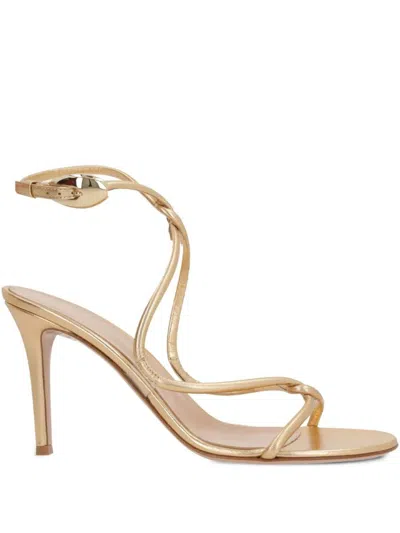 Gianvito Rossi Mamba 85 Metallic Finish Open Toe Sandals In Grey