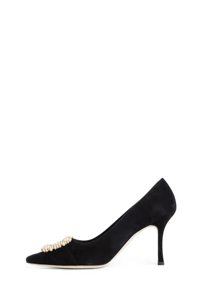 Manolo Blahnik Hangisi 50 Fmc Crystal-embellished Satin Pumps In Black