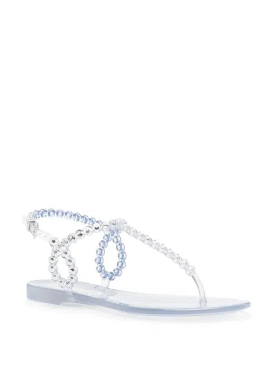 Aquazzura Almost Bare Crystal Jelly Sandal Flats Transparent In White