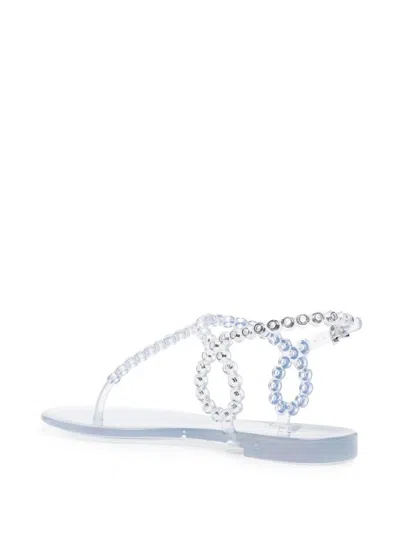 Aquazzura Almost Bare Crystal Jelly Sandal Flats Transparent In White