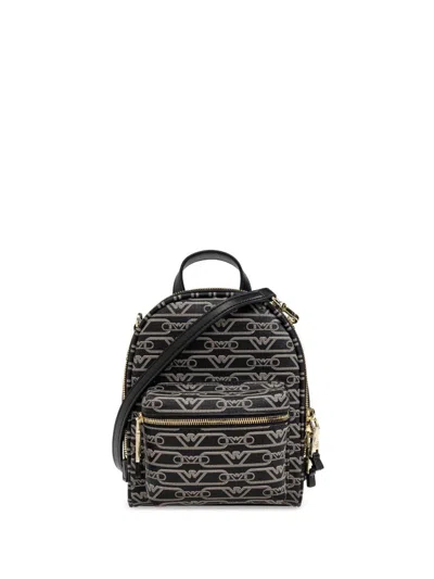 Emporio Armani Jacquard-print Backpack In Black