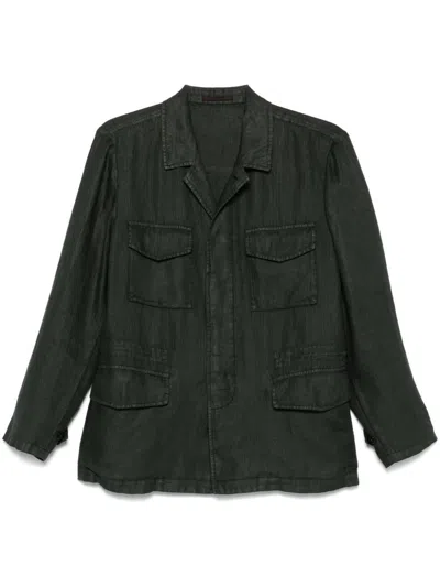 Boglioli Dark Green Linen Jacket In Green