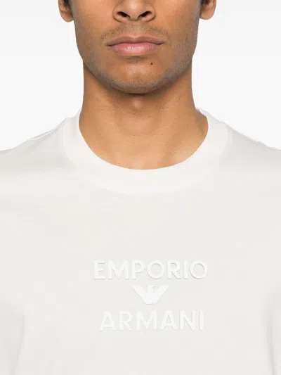 Emporio Armani White Logo Embroidery T-shirt