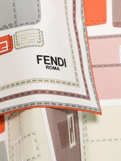 Fendi Silk Foulard With Abstract Geometric Pattern