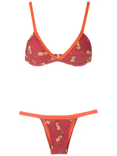 Amir Slama Printed Bikini Set In Red
