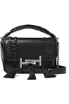 TOD'S Double T small tasseled whipstitched leather shoulder bag