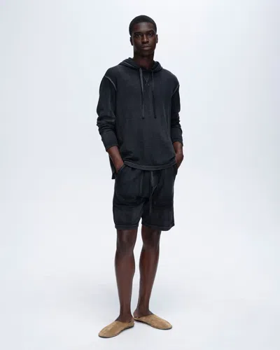 Atm Anthony Thomas Melillo Pique Long Sleeve Hoodie Pigment Wash In Black