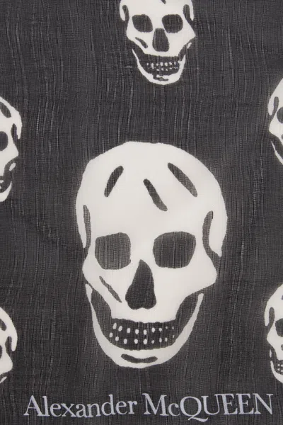 Alexander Mcqueen Men's Skull Printed Raffia Scarf In Multicolor