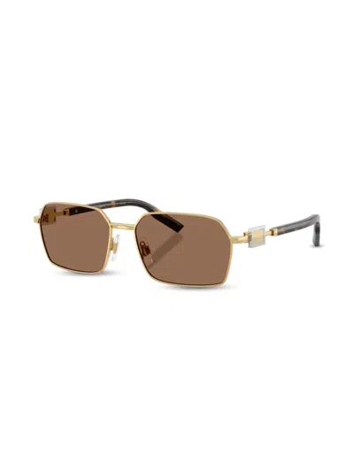 Dolce & Gabbana Wire-frame Rectangular Sunglasses In Dark Brown