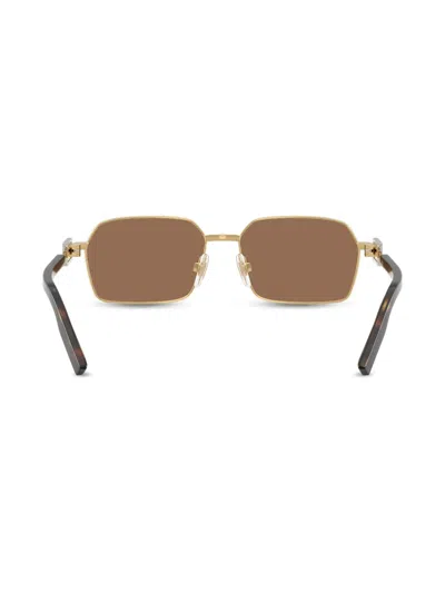 Dolce & Gabbana Wire-frame Rectangular Sunglasses In Dark Brown
