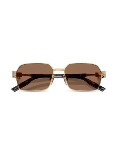 Dolce & Gabbana Wire-frame Rectangular Sunglasses In Dark Brown