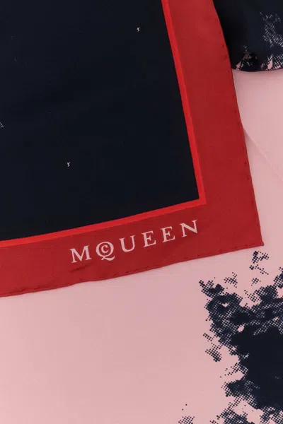 Alexander Mcqueen Printed Twill Foulard In Multicolor