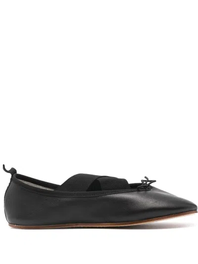 Repetto 'gianna' Black Ballet Flats With Elastic Bands In Nero