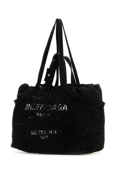Balenciaga Black Canvas And Mesh Medium 24/7 Shopping Bag In Black